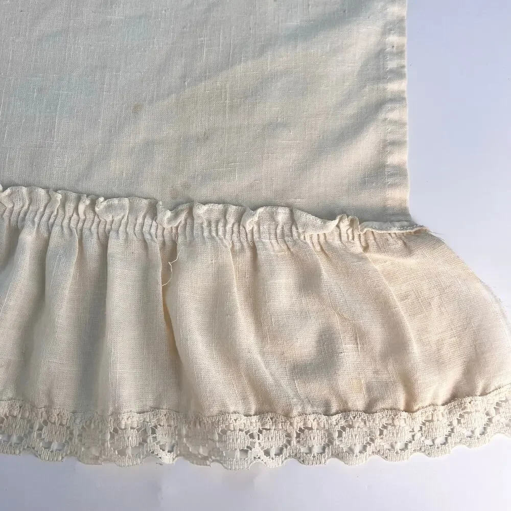 Cottagecore Vintage Cafe Curtain Set Tiered Ruffled Lace Trim 5 Pieces
